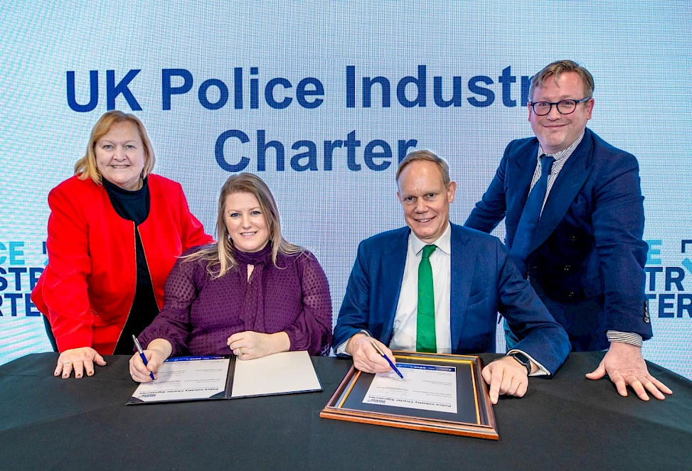 From left to right: Dame Julie Kenny, PCC Donna Jones, Sir Matthew Rycroft and Professor Paul Taylor